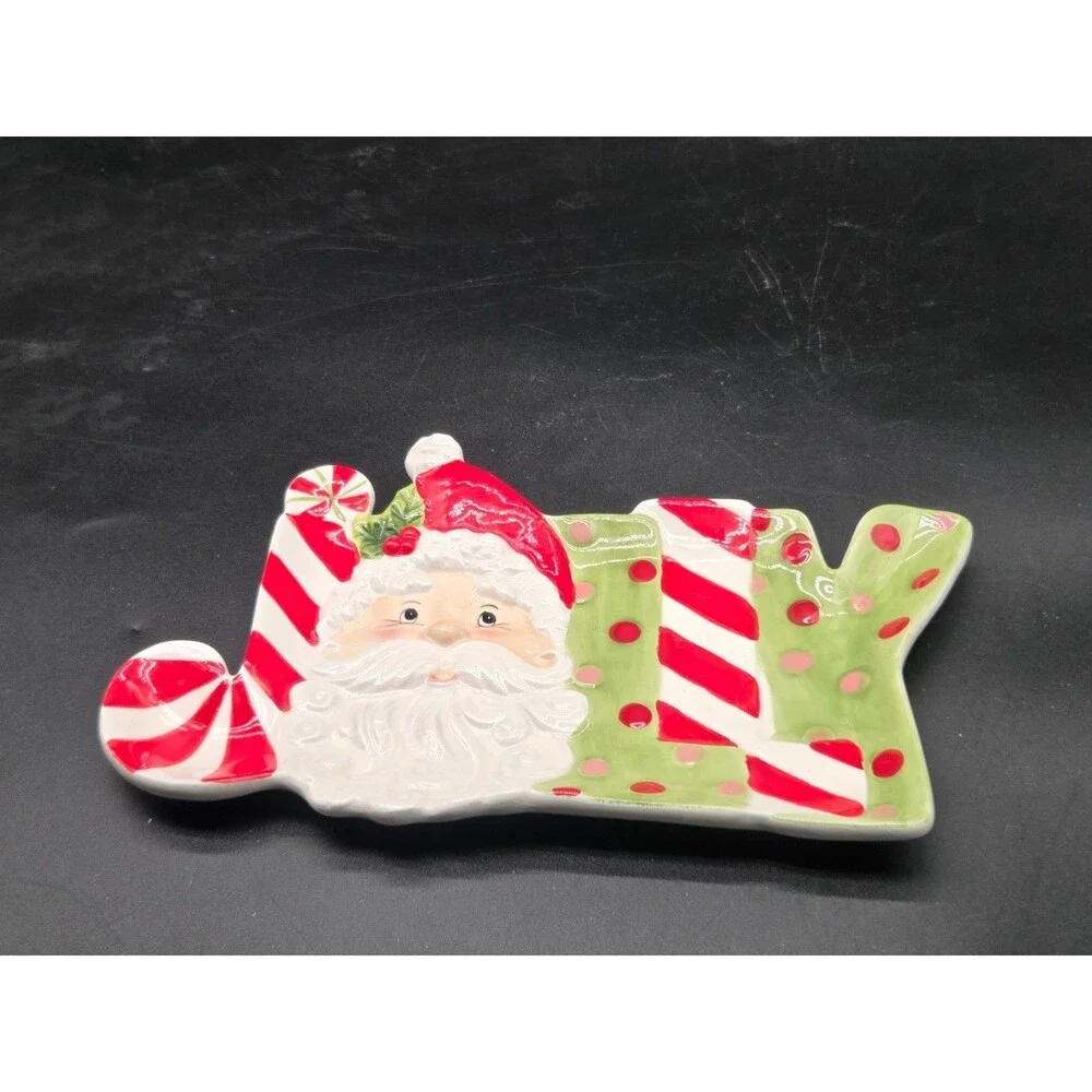 Fitz And Floyd Christmas Santa Jolly Snack Therapy Wall Hanging Tray 2009